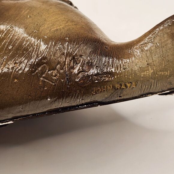 Vtg 1994 John Raya Beasties Of Thr Kingdom Sea Manatee Sculpture Signed - Picture 3 of 8